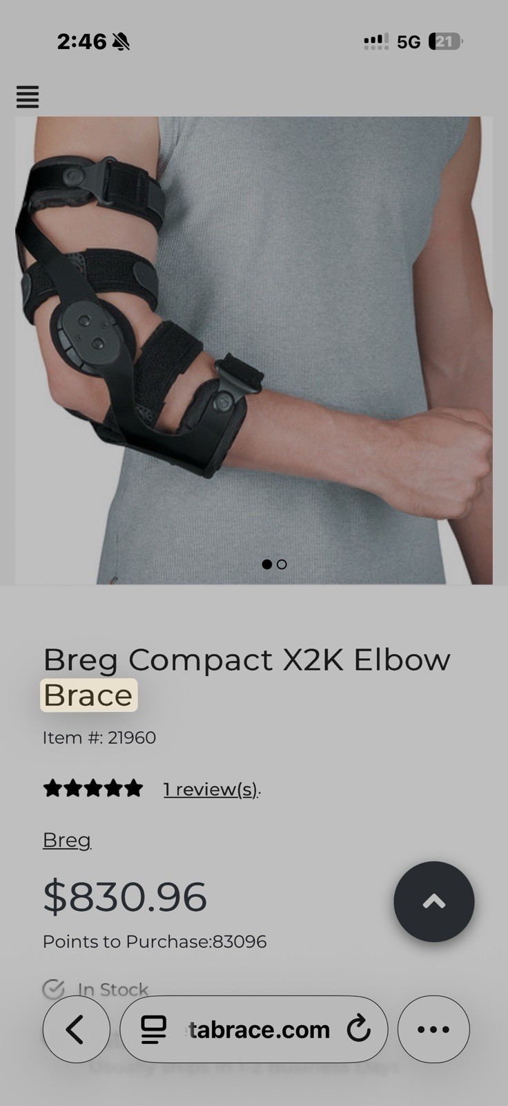 Breg Compact X2K Left Elbow Brace Black Orthopedic Support