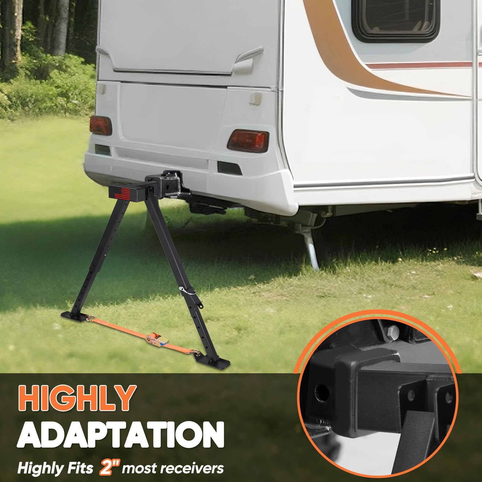 Adjustable RV Hitch Mount Stabilizer, Height of 11″-32″…