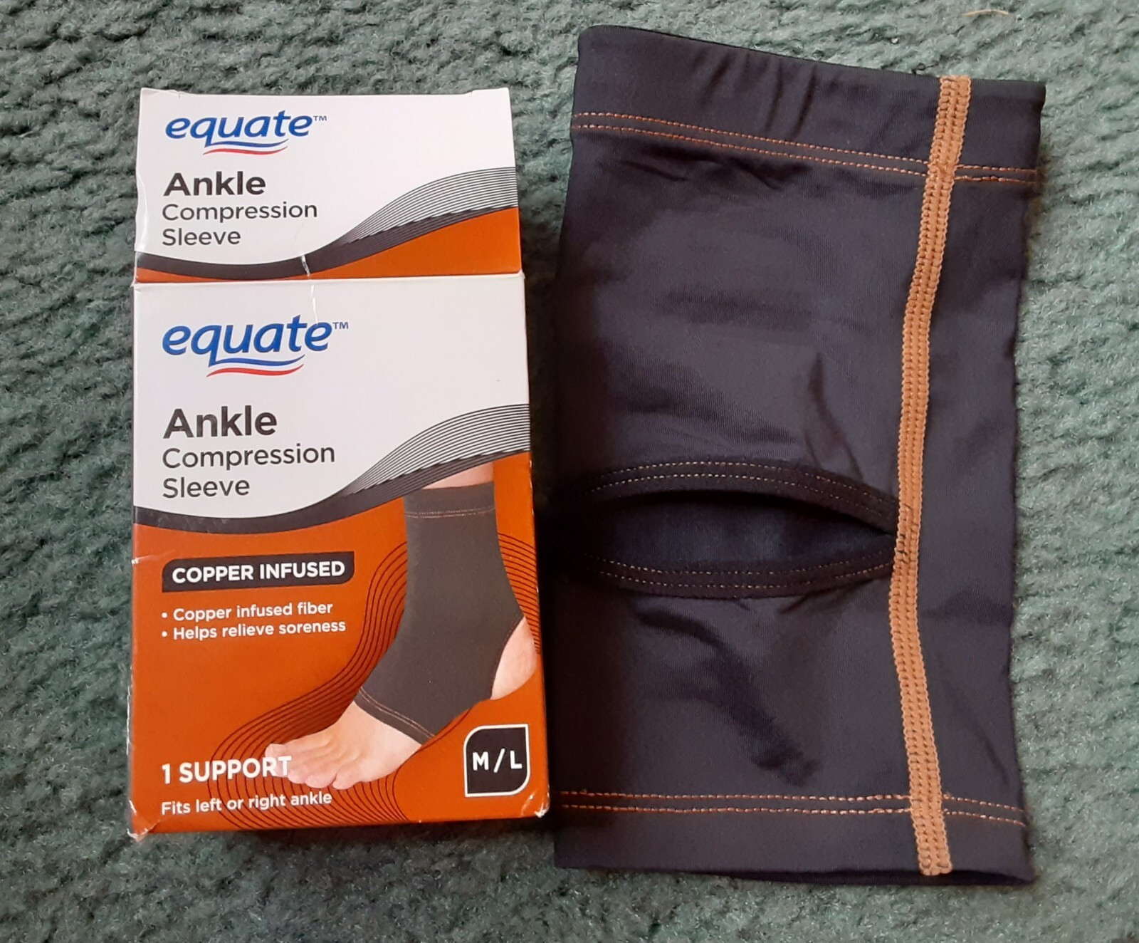Equate Ankle Compression Sleeve M/L) left or right ankle Copper Infused