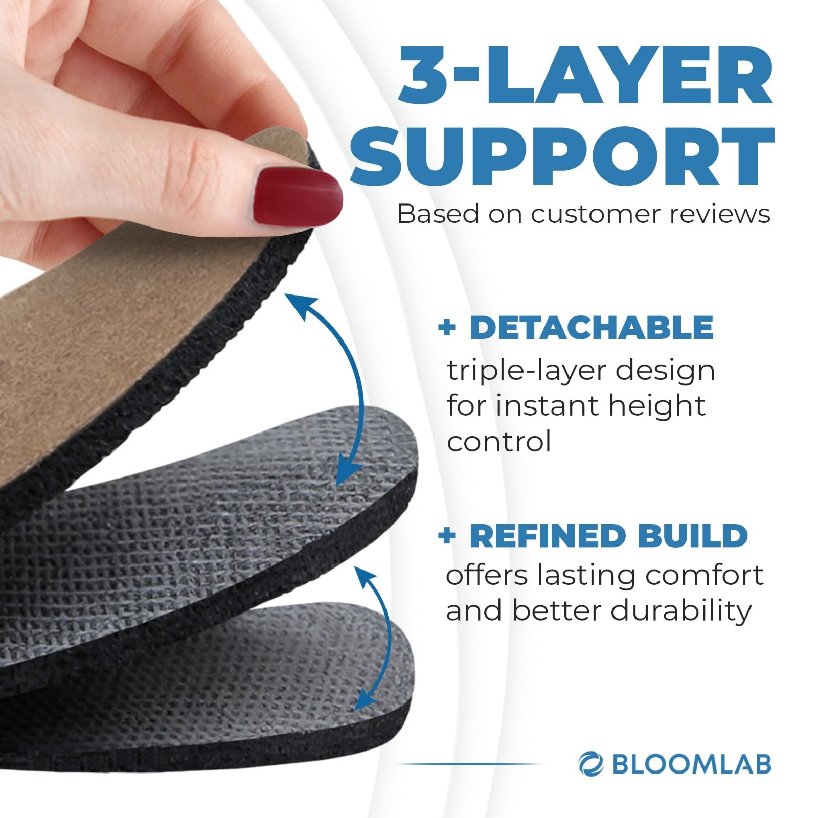 Adjustable Orthopedic Heel Lift Inserts – 3-Layer Rubber Pads for Pain Relief &