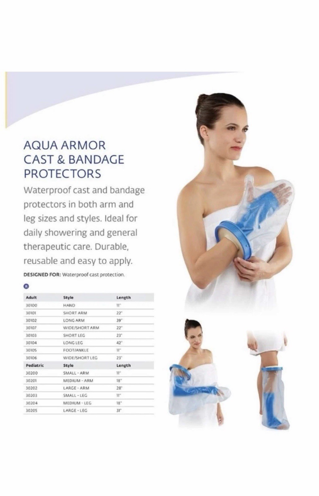 Aqua Armour Cast & Bandage Protector Adult Short Leg 23″