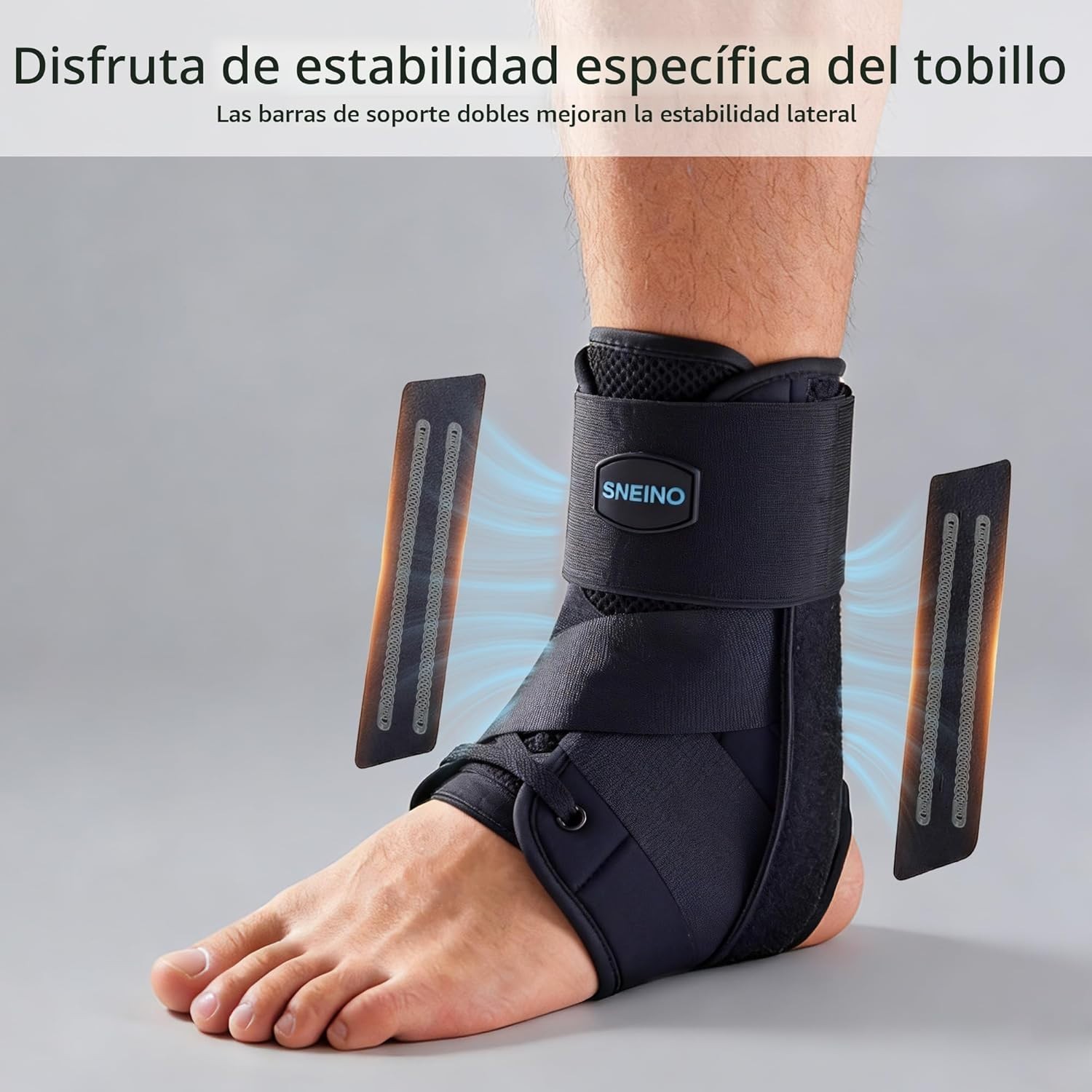 SNEINO Lace Up Adjustable Ankle Support Brace for Sprained Ankle Medium Black
