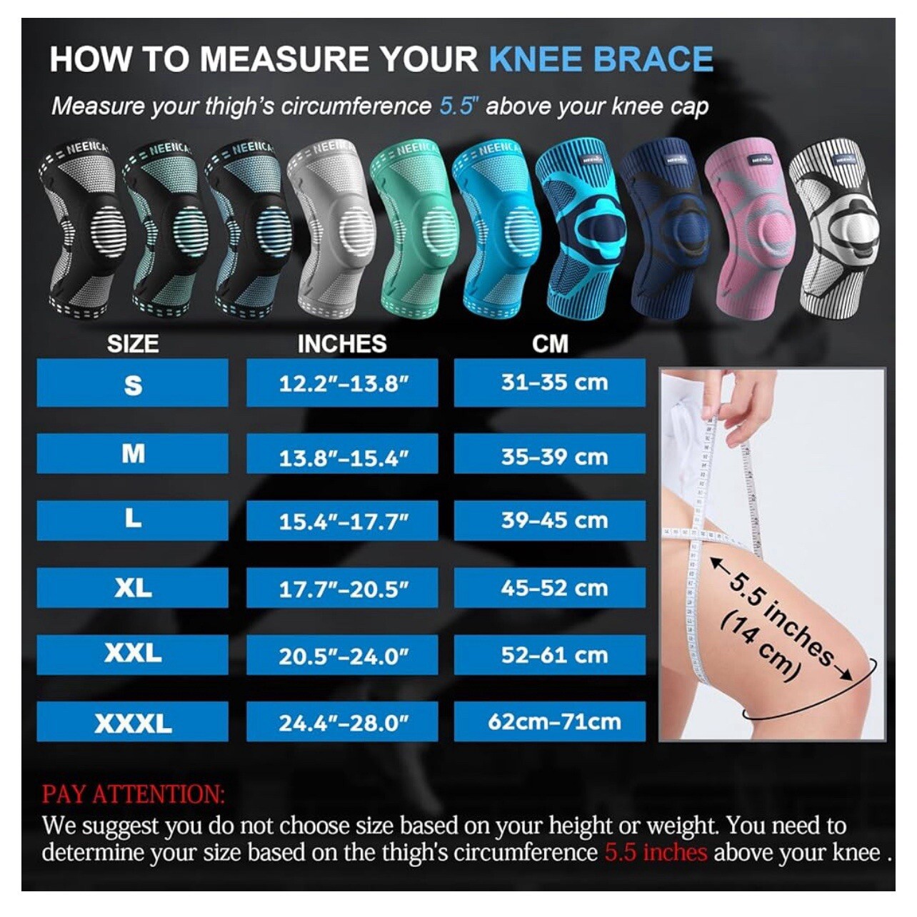 Professional Knee Brace for Women/Men, Knee Support with Patella Pad Size M Gray