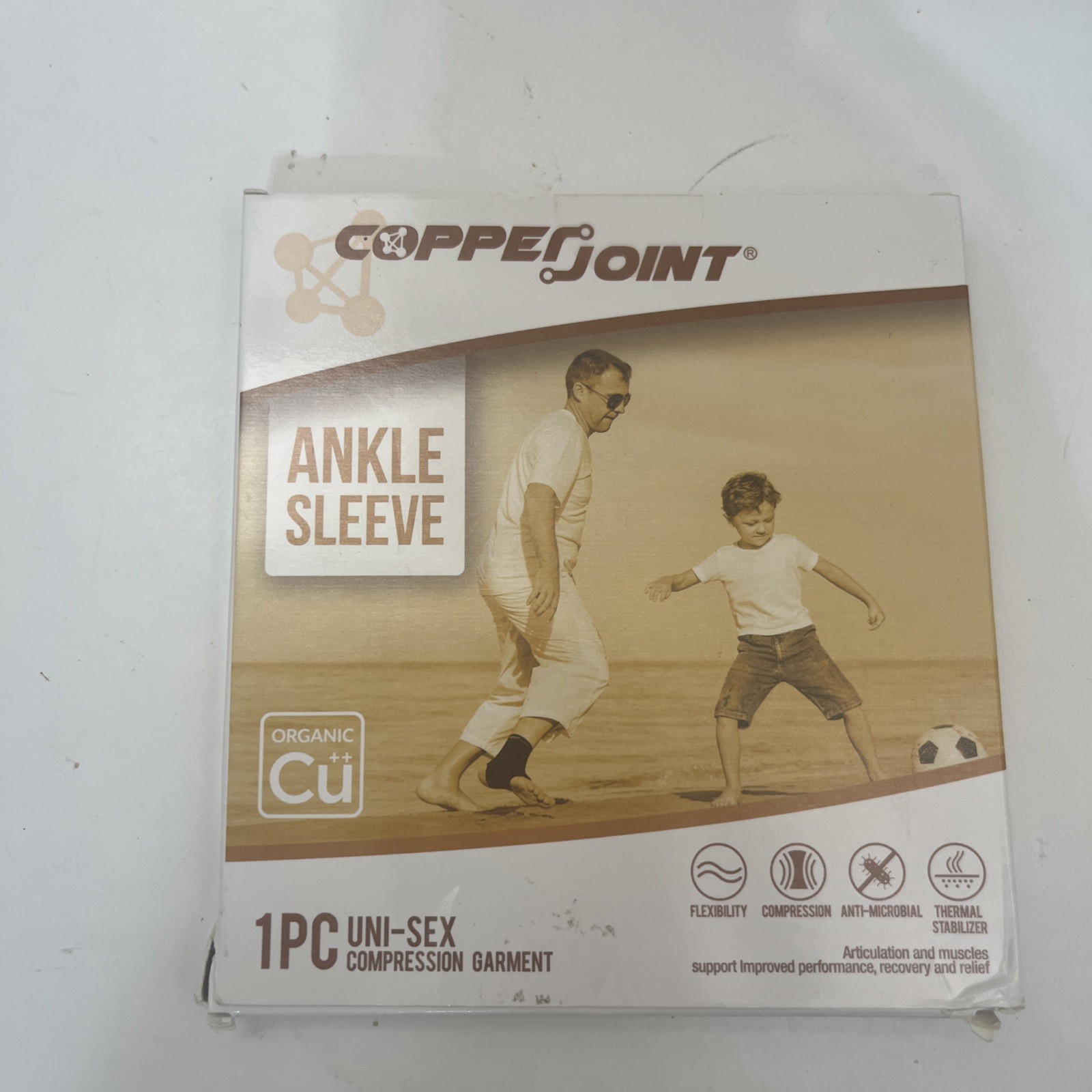 Copper Joint Ankle Sleeve Compression Garment Unisex Small