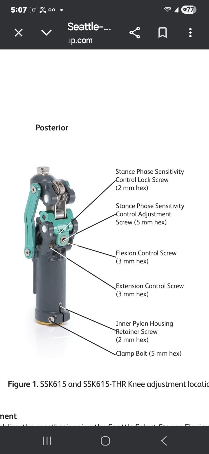 Seattle Select Stance Flexión Polycentric Prosthetic Knee In Excellent Condition
