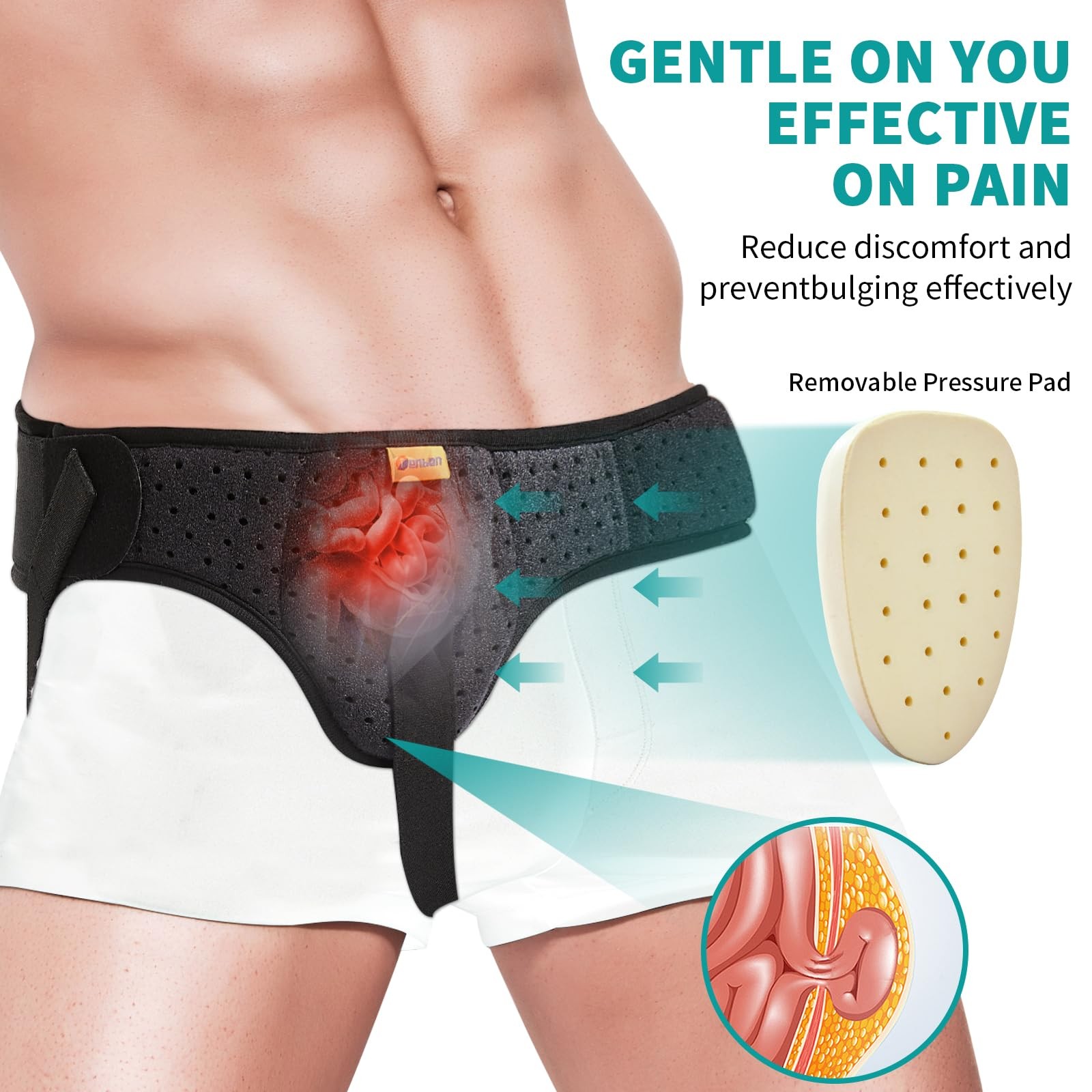 Tenbon Hernia Belts for Men and Women Left or Right Side Hernia Support Truss…