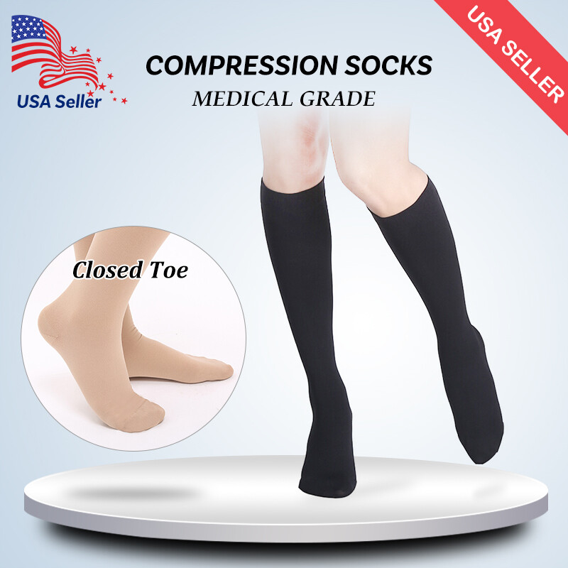 Compression Socks Men Women Calf High 20-30 mmHg Support Travel Flight Stockings