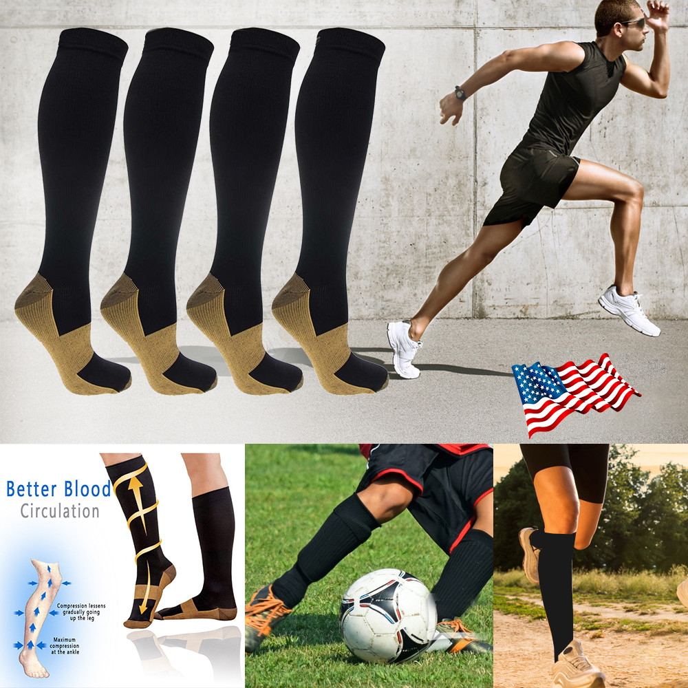 4 Pairs Compression 20-30mmHg Support Socks Relief Miracle Calf Men’s Women’s