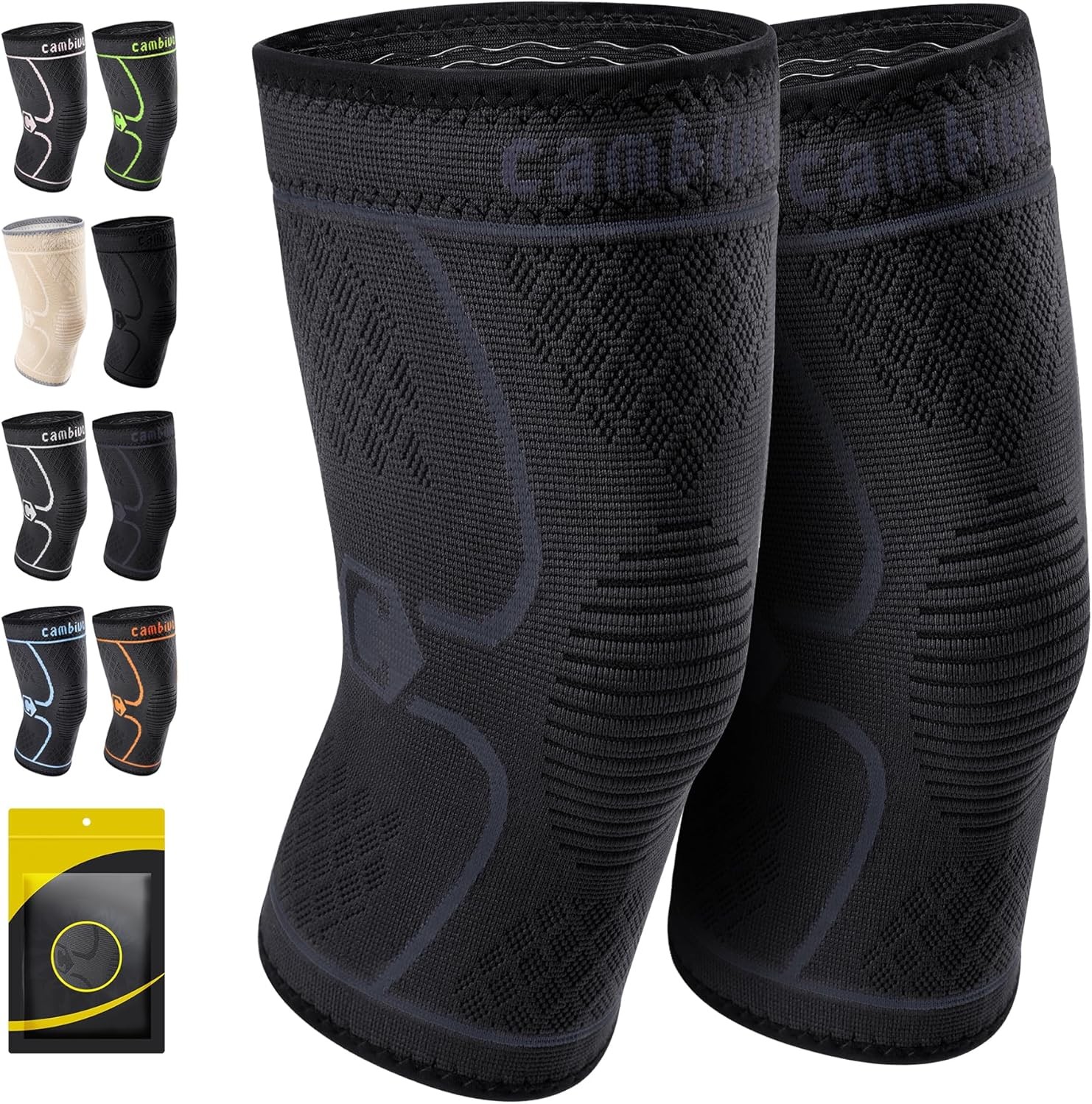 2 Pack Knee Braces for Knee Pain, Knee Compression Sleeve for Men and Women, Kne