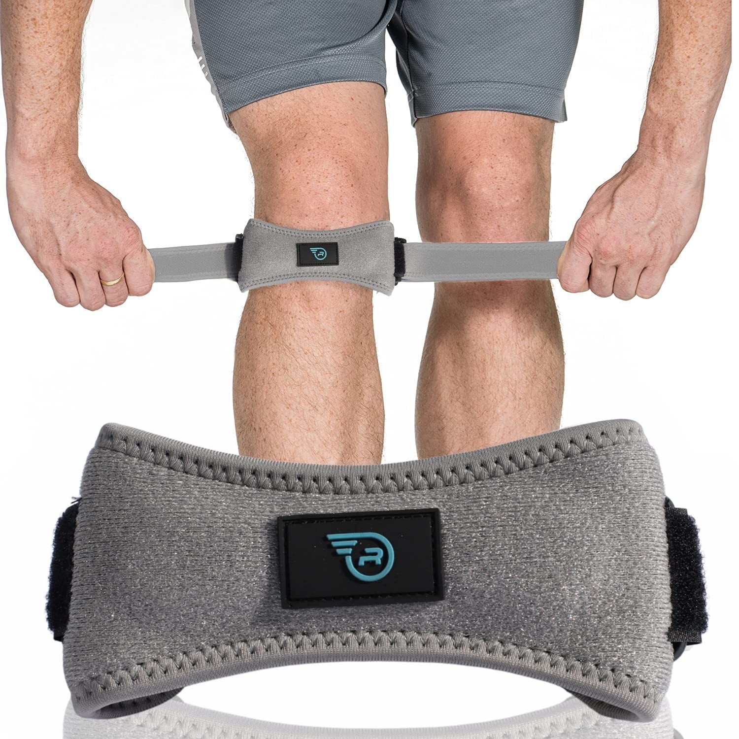 Run Forever Sports Patella Strap Knee Brace for Arthritis ACL Running Grey