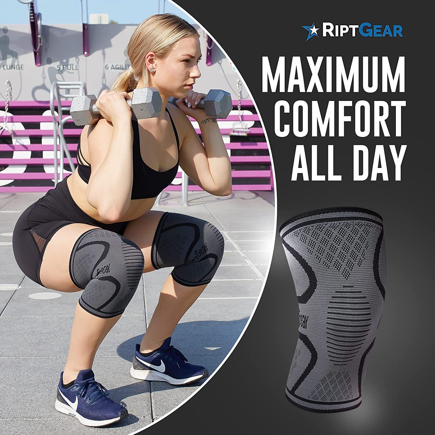 Knee Brace Support Compression Sleeve Meniscus Tear, ACL & Arthritis Pain Relief