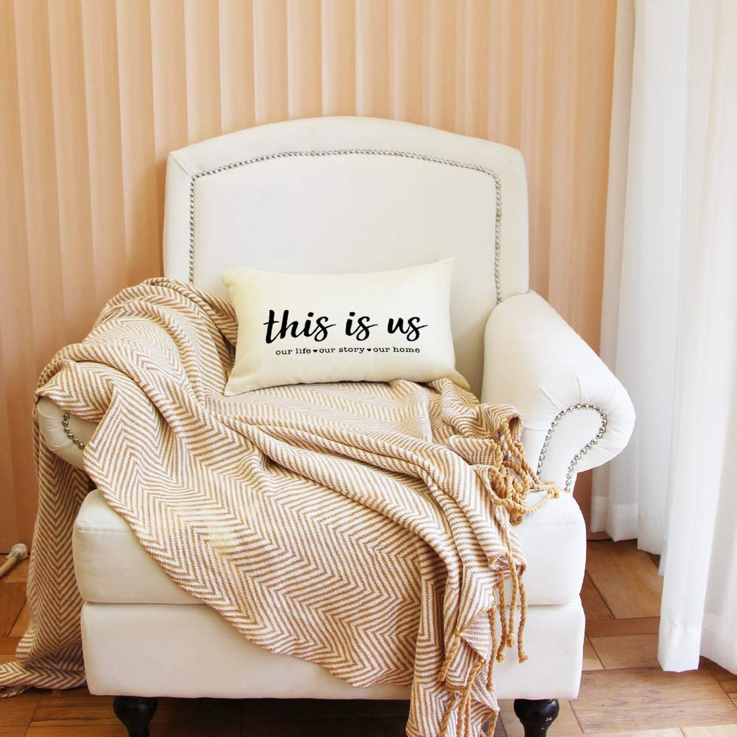 Ogiselestyle Farmhouse Pillow Covers with This is us Quote 12″ x 20″ Lumbar P…