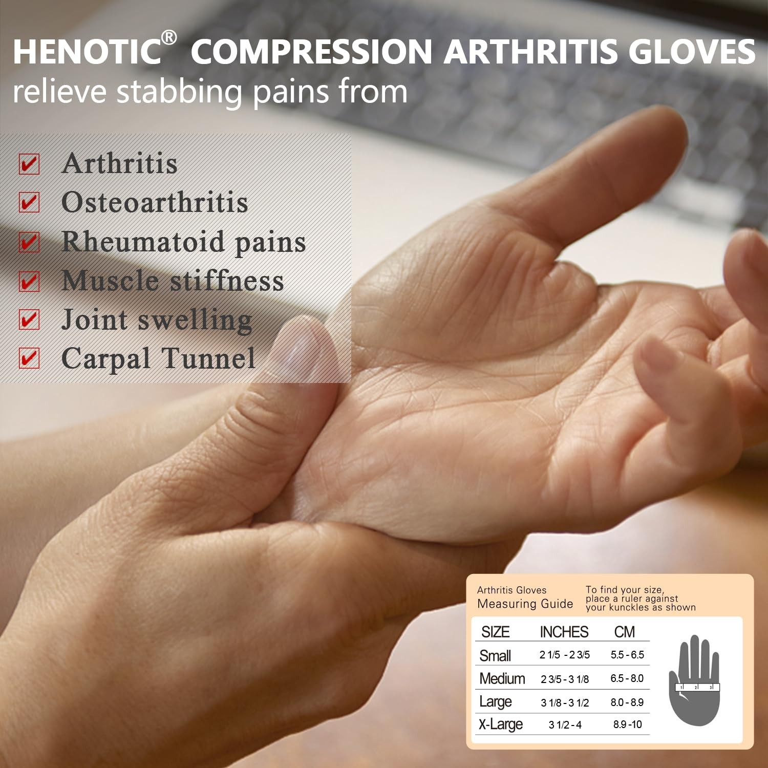 Arthritis Compression Gloves for Women Men, Fingerless Breathable & Moisture Wic
