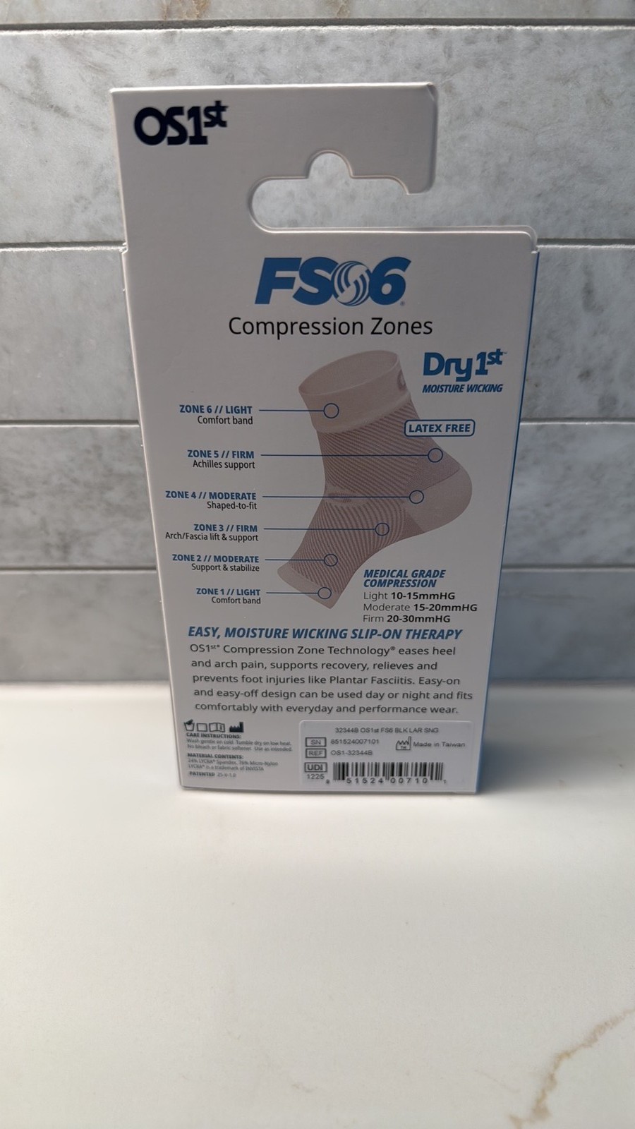 OS1st Compression Foot Sleeve,Size Large Plantar Fasciitis & Achilles Tendonitis