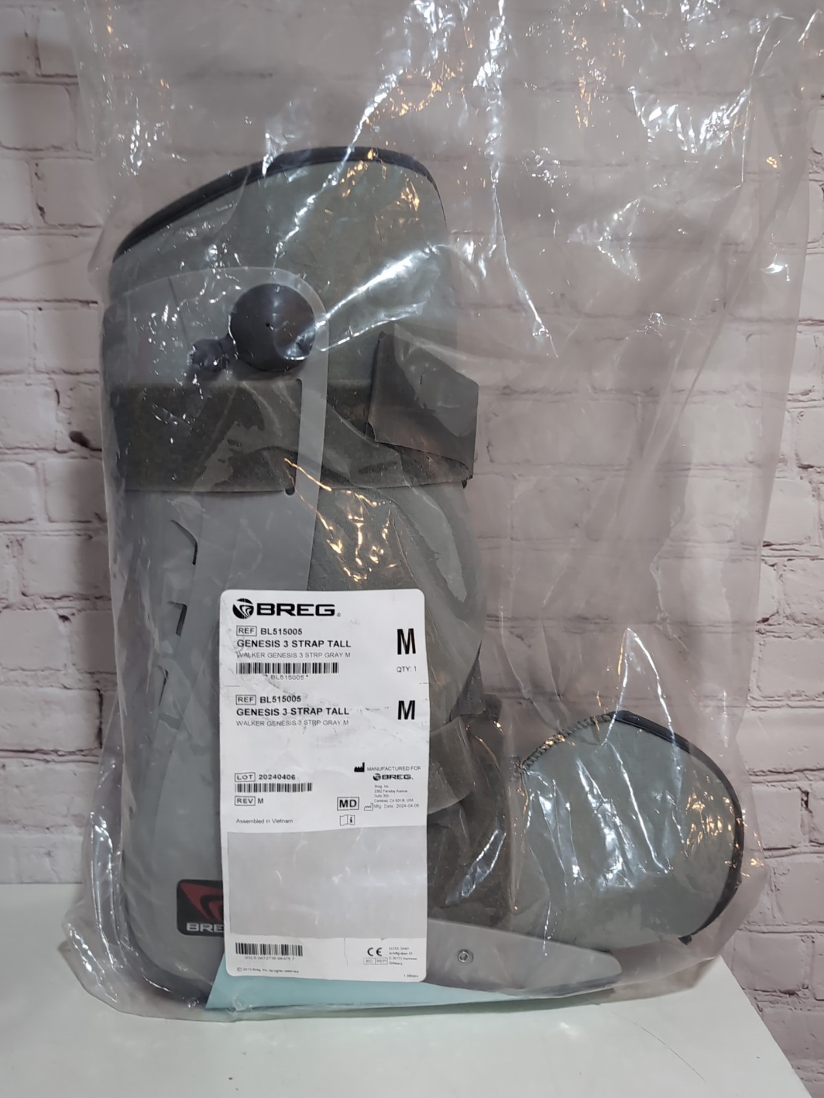 Breg Genesis 3 Strap Full Shell Tall Foot Ankle Walker Boot Brace Size M Medium