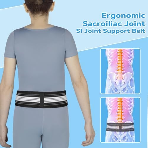 Waist Belt Sacroiliac Hip Belt, Lumbar Support Sciatica Pain Medium Black-2