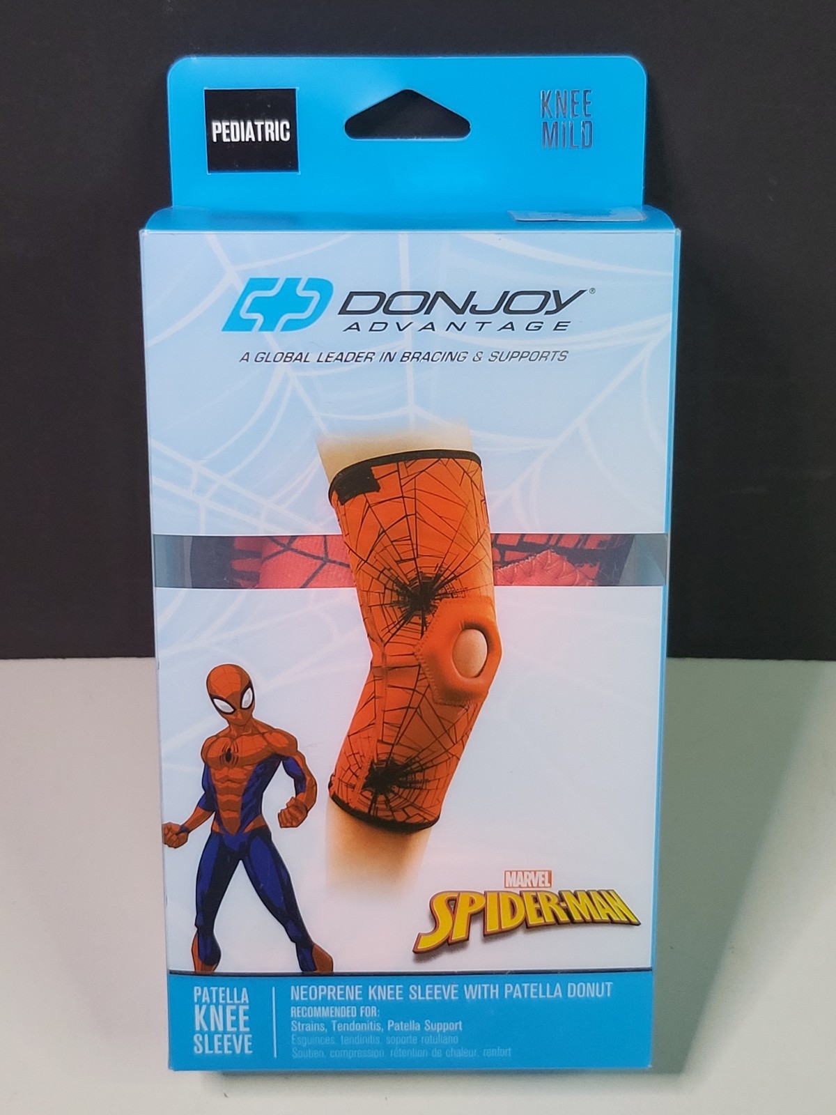 DonJoy Neoprene Knee Sleeve With Patella Donut Pediatric Marvel Spider-Man
