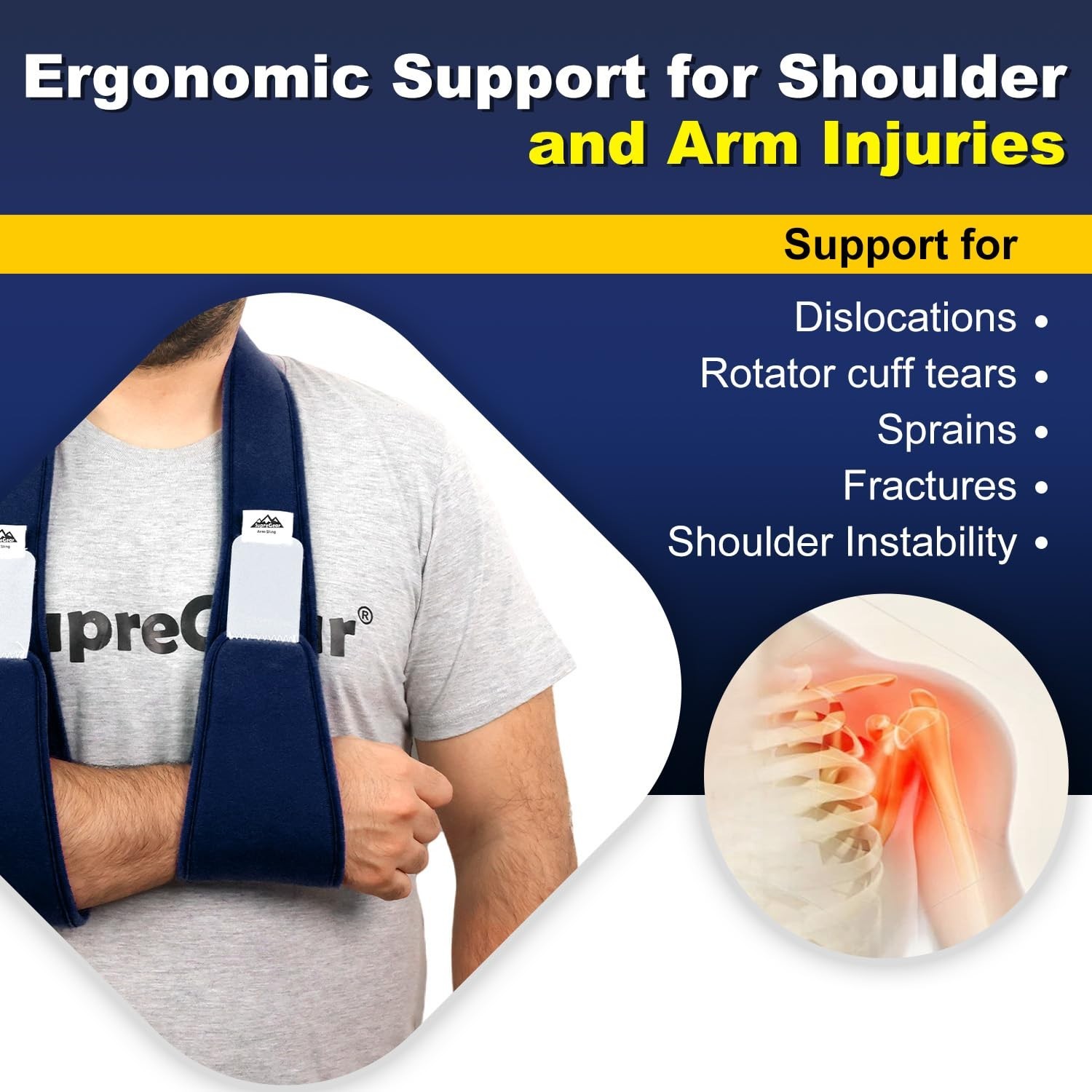 supregear Arm Sling Shoulder Immobilizer, Rotator Cuff Support Brace, Lightweigh
