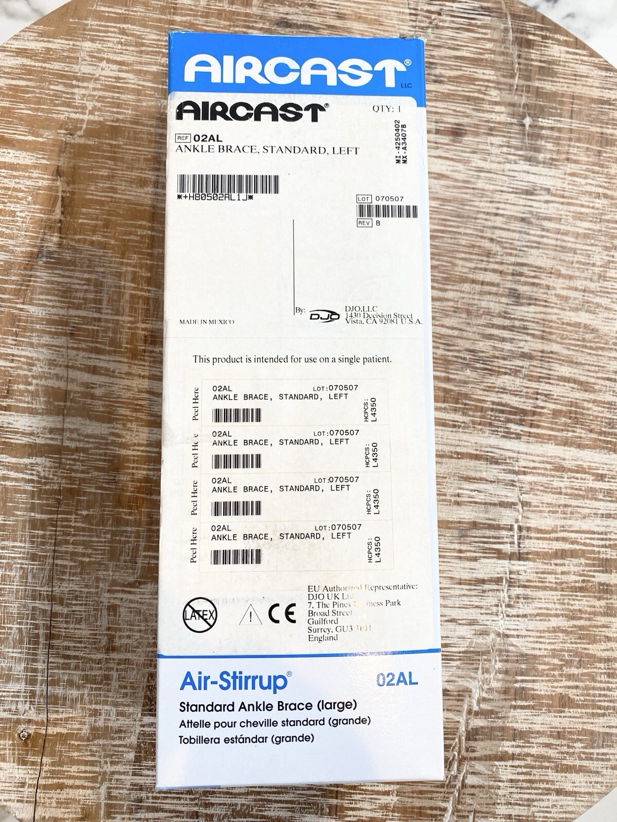 New Aircast Left Leg Ankle Brace Large 02AL Stabilization