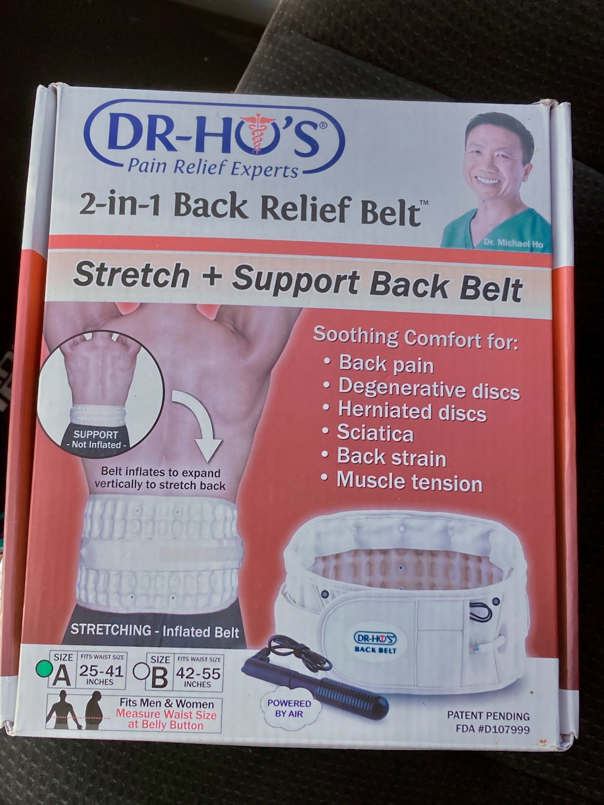 DR-HOS 2-in-1 Back Relief Decompression Belt Size A 25-41 Inflatable Lumbar Pump