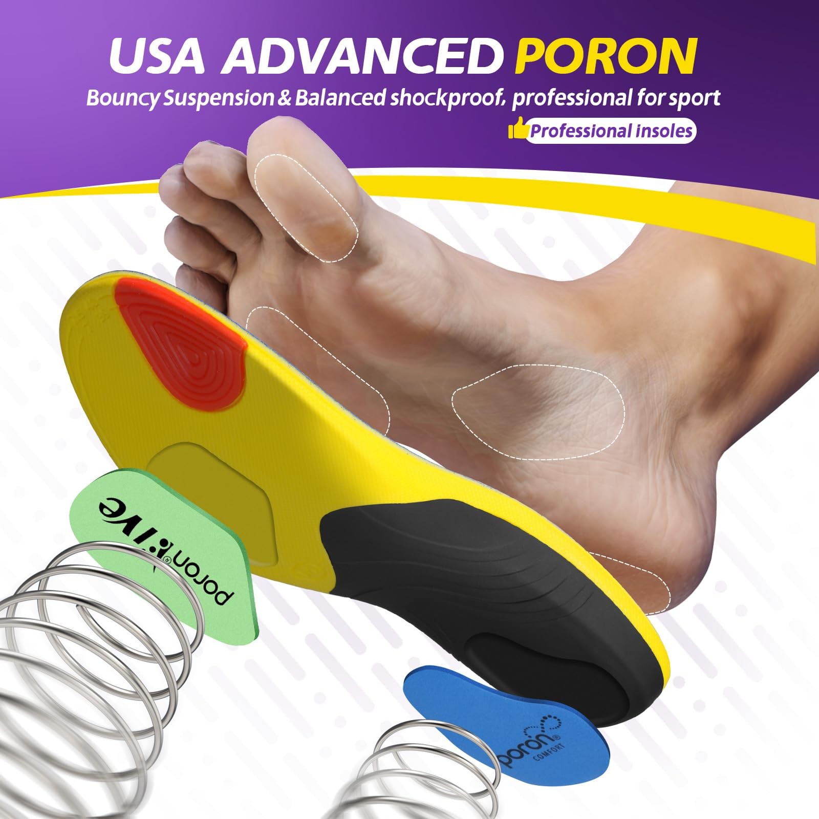 TANSTC Heavy Duty High Arch Support Inserts 220+ lbs Plantar Fasciitis Relief In