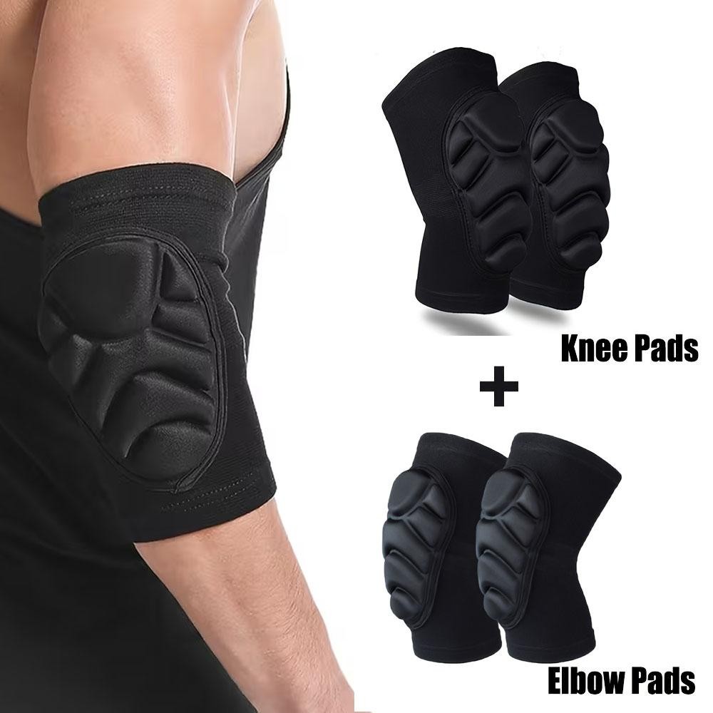 2Pc Knee Elbow Pads Set Shock Absorbing Support Braces Sports Work Protective