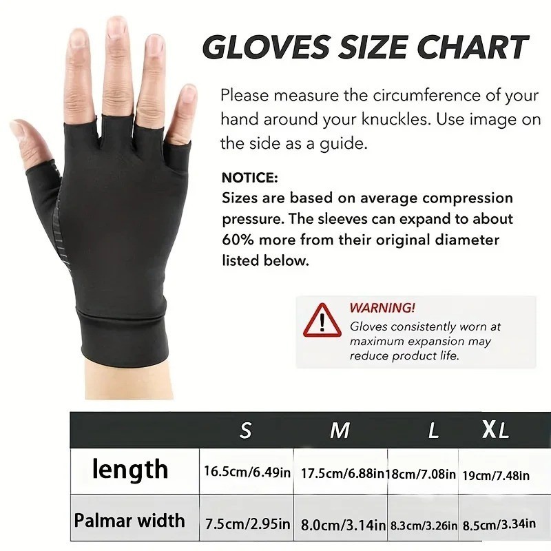 Copper Arthritis Compression Gloves Hand Support Pain Relief Joint Self Care.
