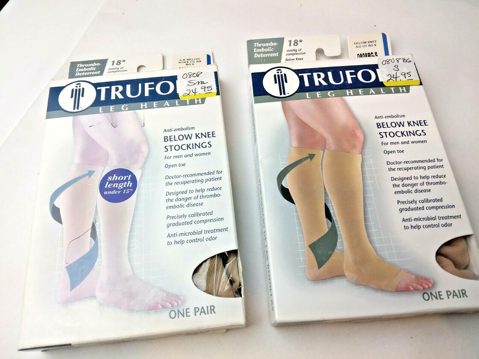 TruForm Compression Anti-Embolism Beige Below Knee 18 mmHg 0808BG-S-Sz S-2 Pack