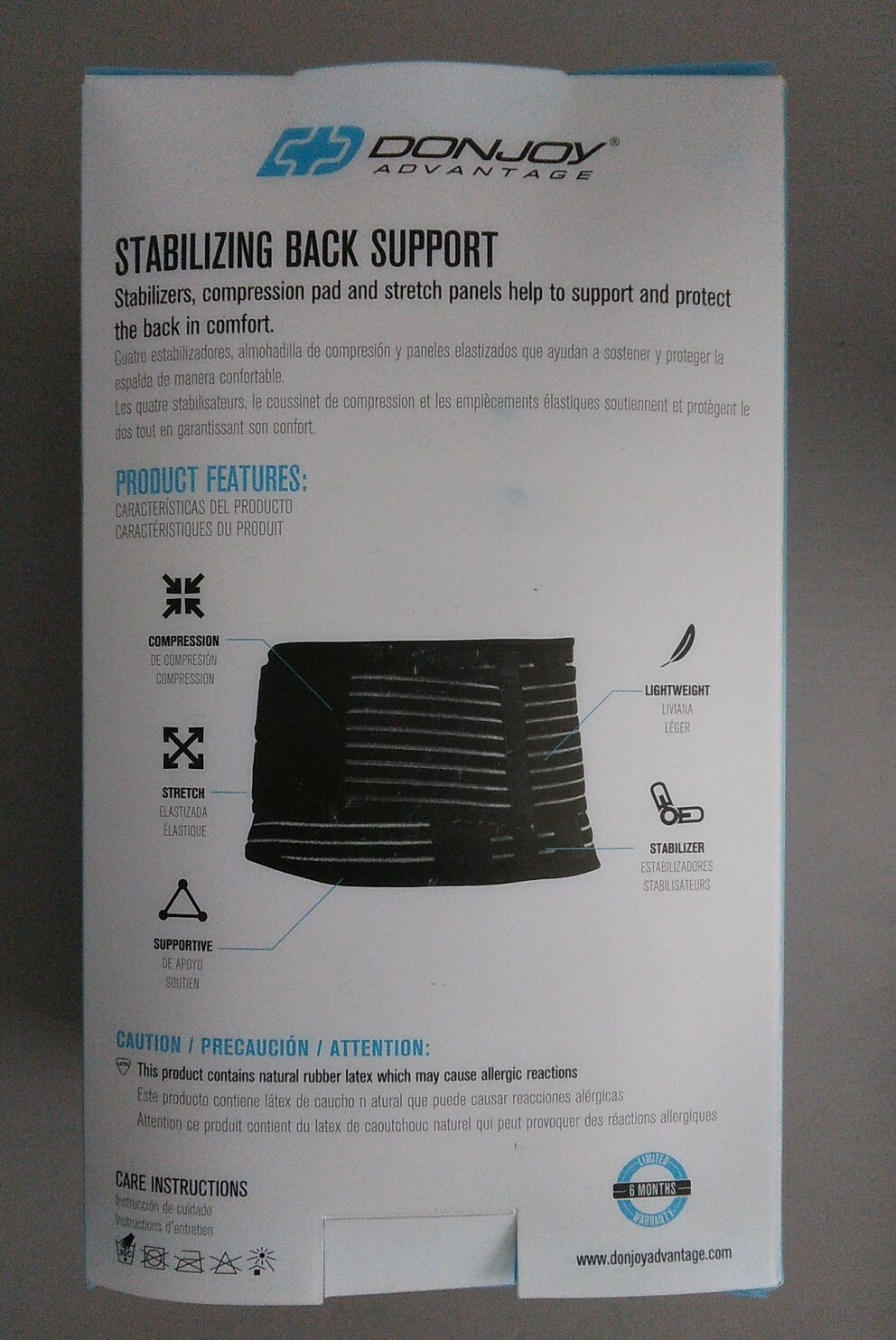 DonJoy Advantage Stabilizing Back Support – Mobility Stretch Panels, S/M