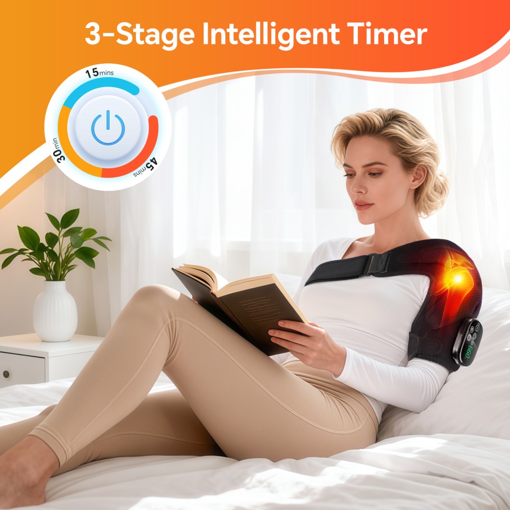 660nm & 850nm Infrared Red Light Therapy Heated Vibration Shoulder Massager Wrap