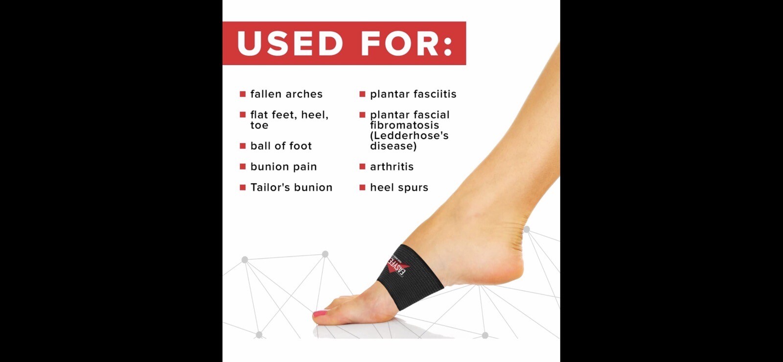 EASYFEET Arch Support Compression Sleeves for Feet Pain, Foot Care Black