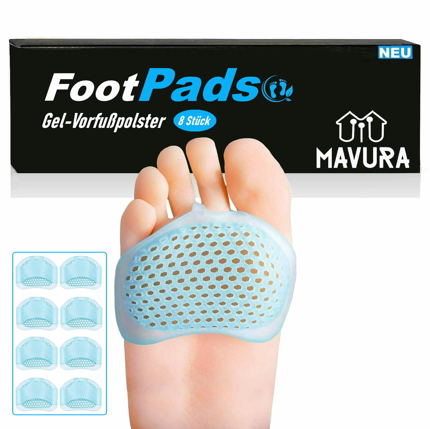 FootPads forefoot pads 8 x foot pads silicone foot pads gel bale cushion Meta…