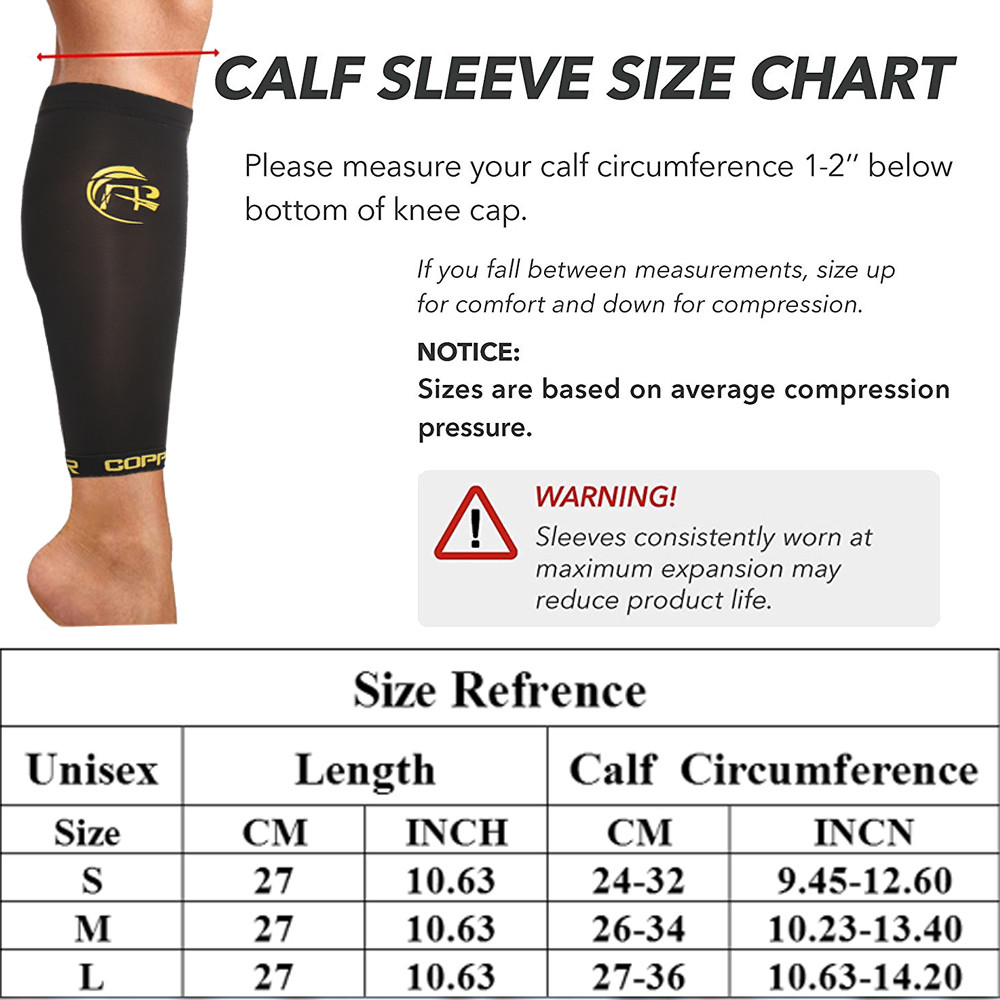 COPPER Compression Calf Sleeve Running Leg Support Brace Sport Shin Splint Socks