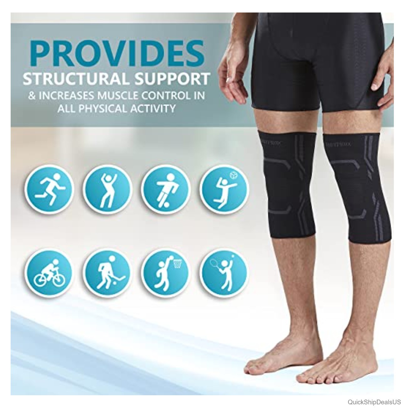 Knee Compression Sleeve 2 Pack Medium Running Workout Support Brace Nylon