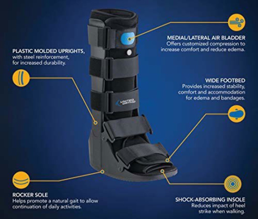 United Ortho Air Cam Walker Fracture Boot, Medium, Black