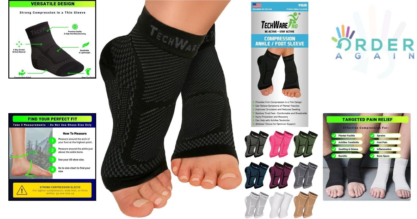 Ankle Brace Compression Sleeve Plantar Fasciitis Sock Achilles Support