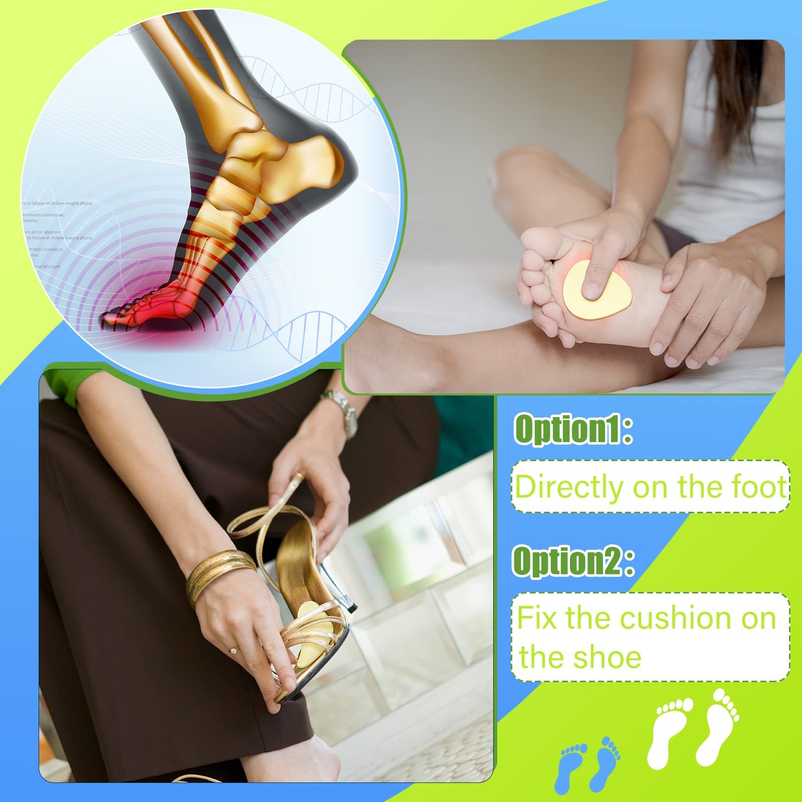 36 Pcs Metatarsal Foot Pads for Pain Relief 1/5 Inch 7 x 6 x 0.5 cm, Beige