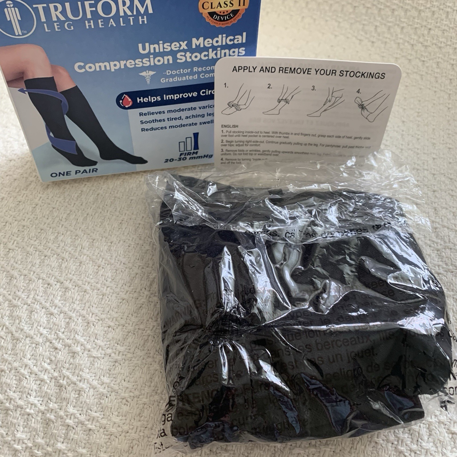 Truform Leg Health Medical Black Size XL Unisex Compression Stockings 20-30 mmHg