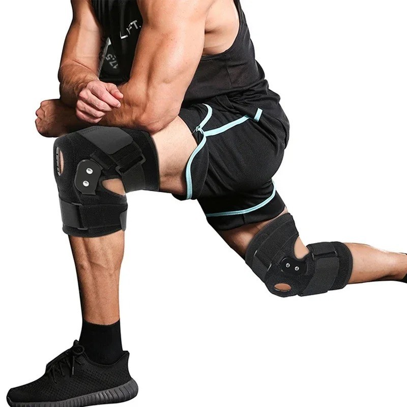 Knee Brace Hinged Support Open Patella Wrap Adjustable Stabilizer Men Women.