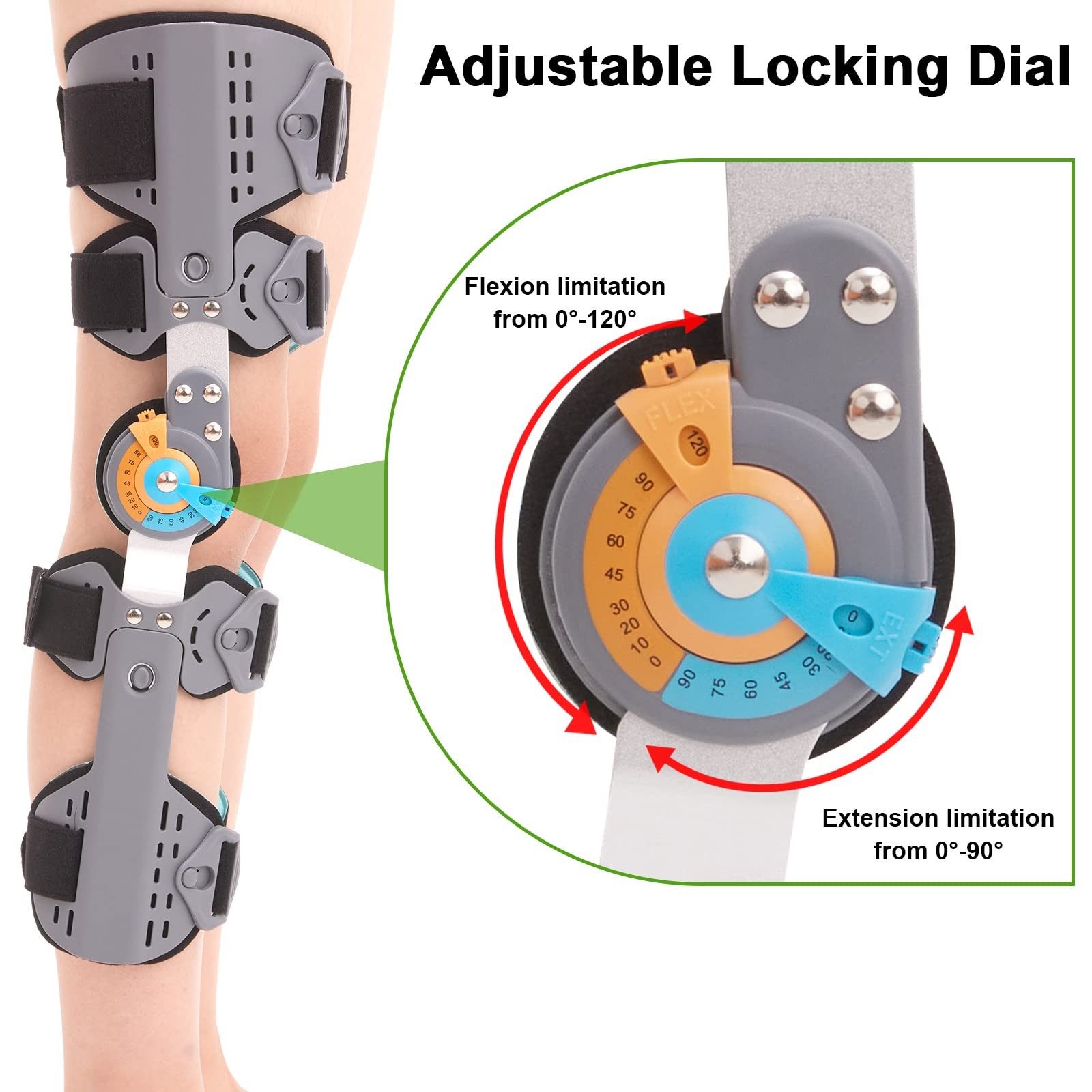 Hinged Knee Brace ROM Post Op Knee Immobilizer Adjustable Knee Immobilizer Su…