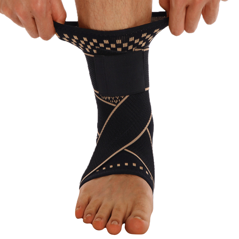 Copper Ankle Support Compression Strap Achilles Tendon Brace Sprain Sports Wrap