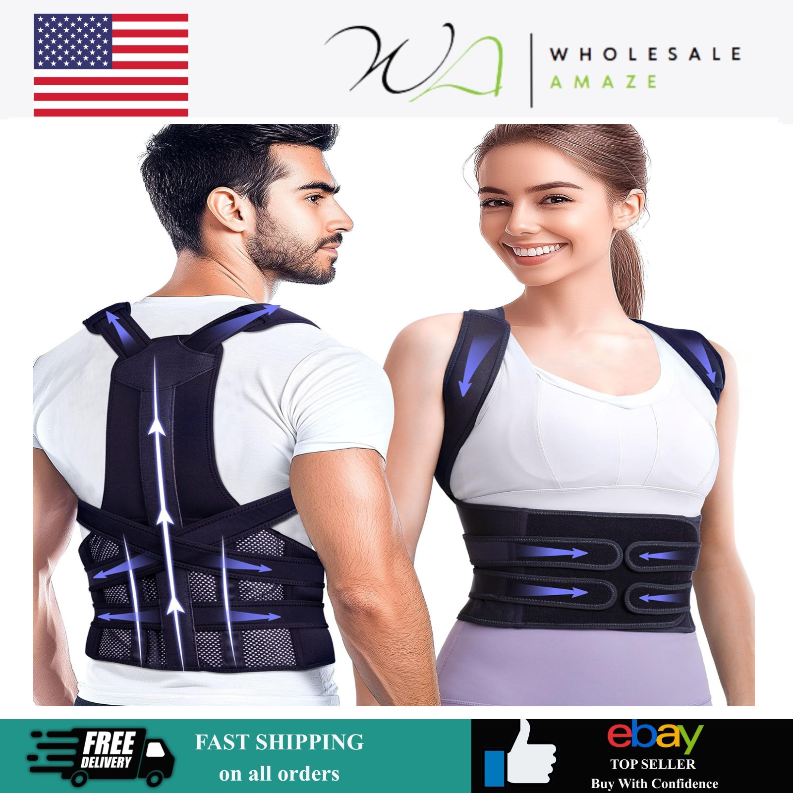 Posture Corrector for Women and Men, Full Back Brace Support, FSA&HSA Eligible