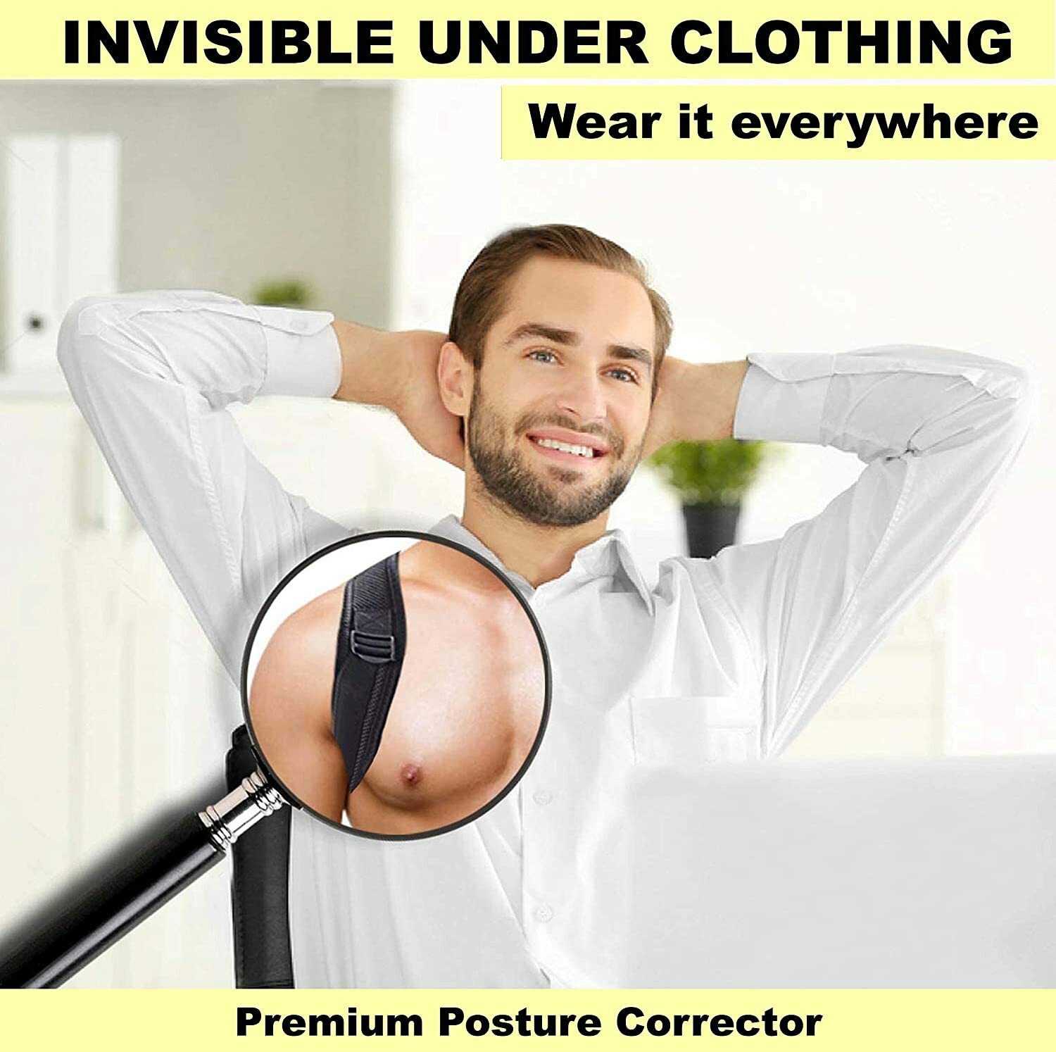 For Men Women Adjustable Back Posture Corrector Support Low Shoulder Brace Belt
