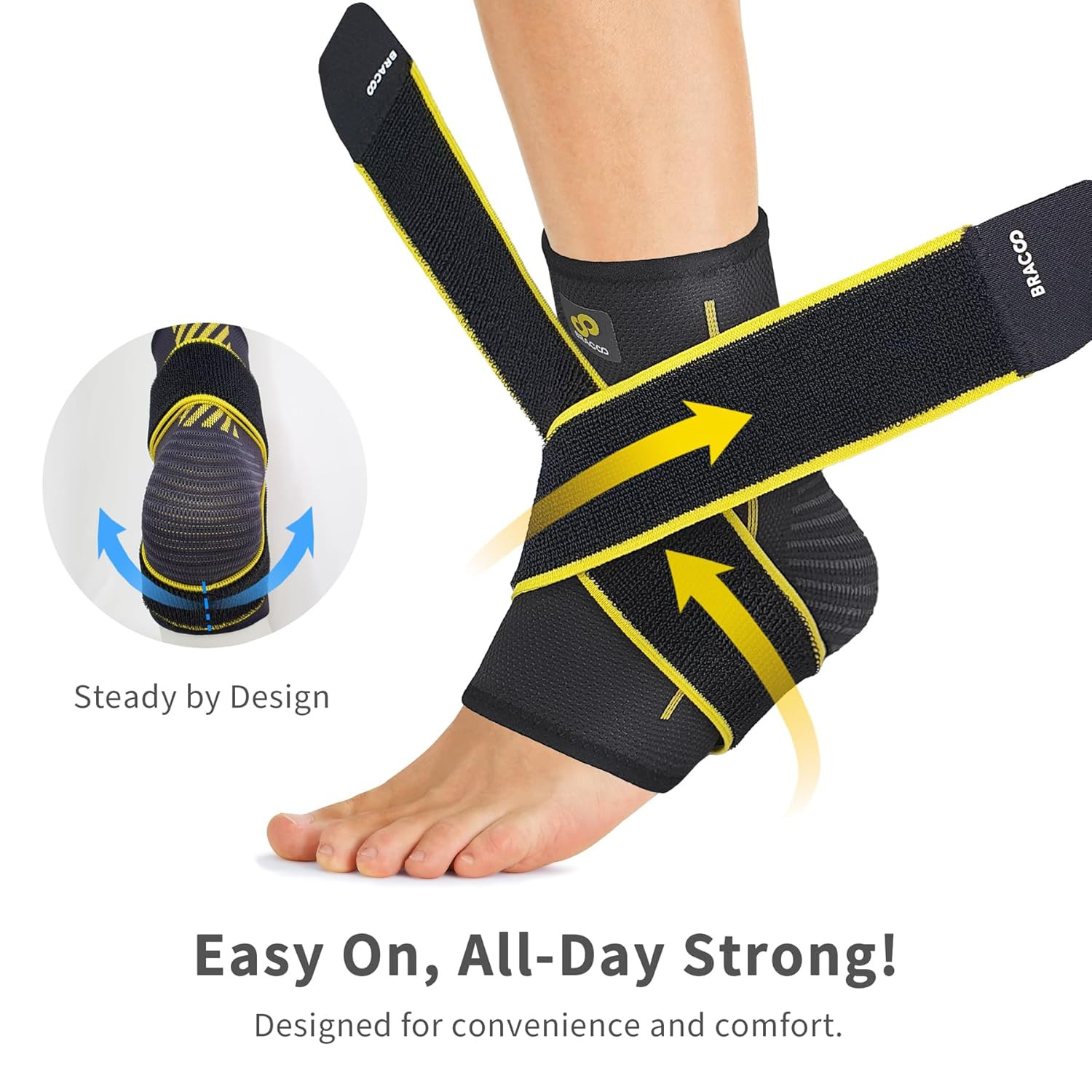 2 Pack Ankle Brace Compression Sleeve for Women & Men, Adjustable Ankle Support