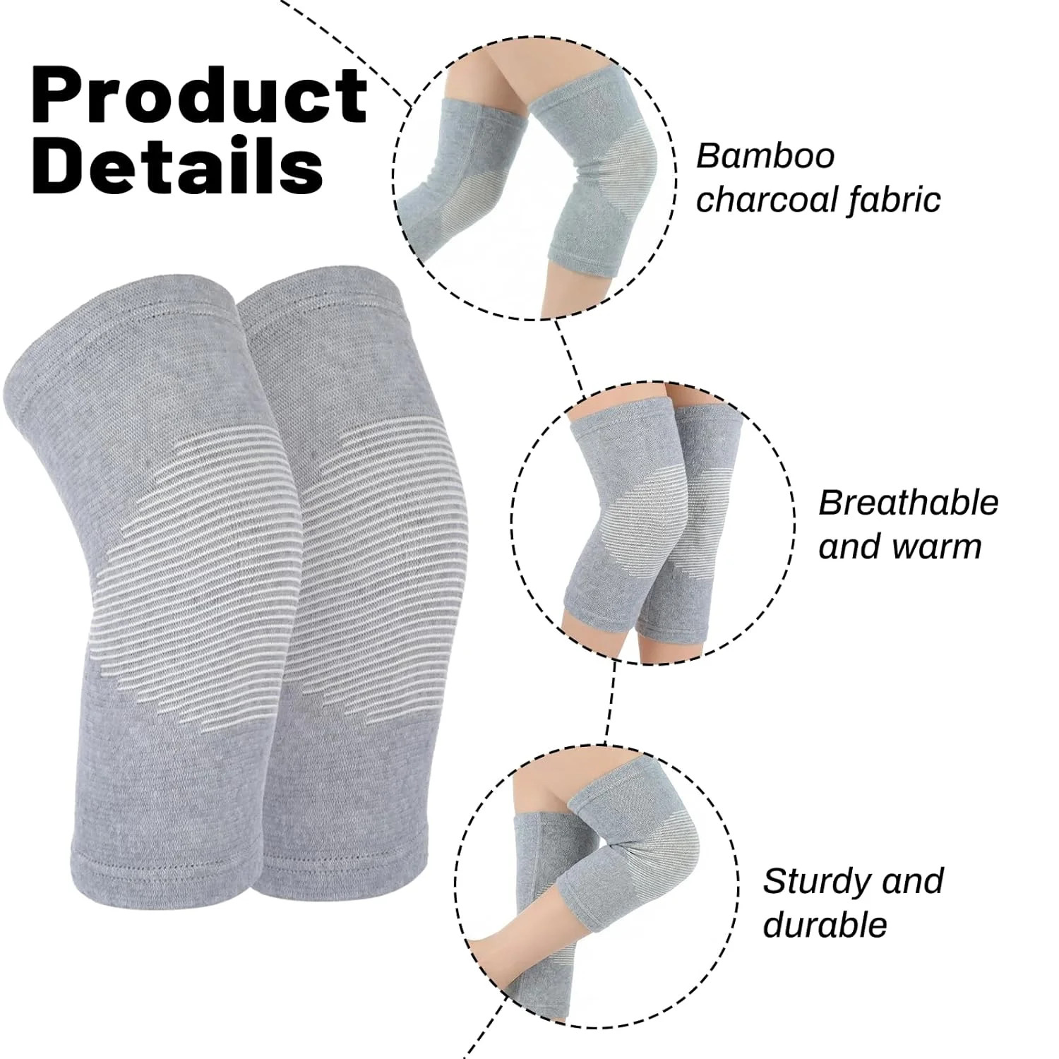 Bamboo Knee Sleeve, Breathable Compress Bamboo Knee Sleeves Elastic Warm Knees B