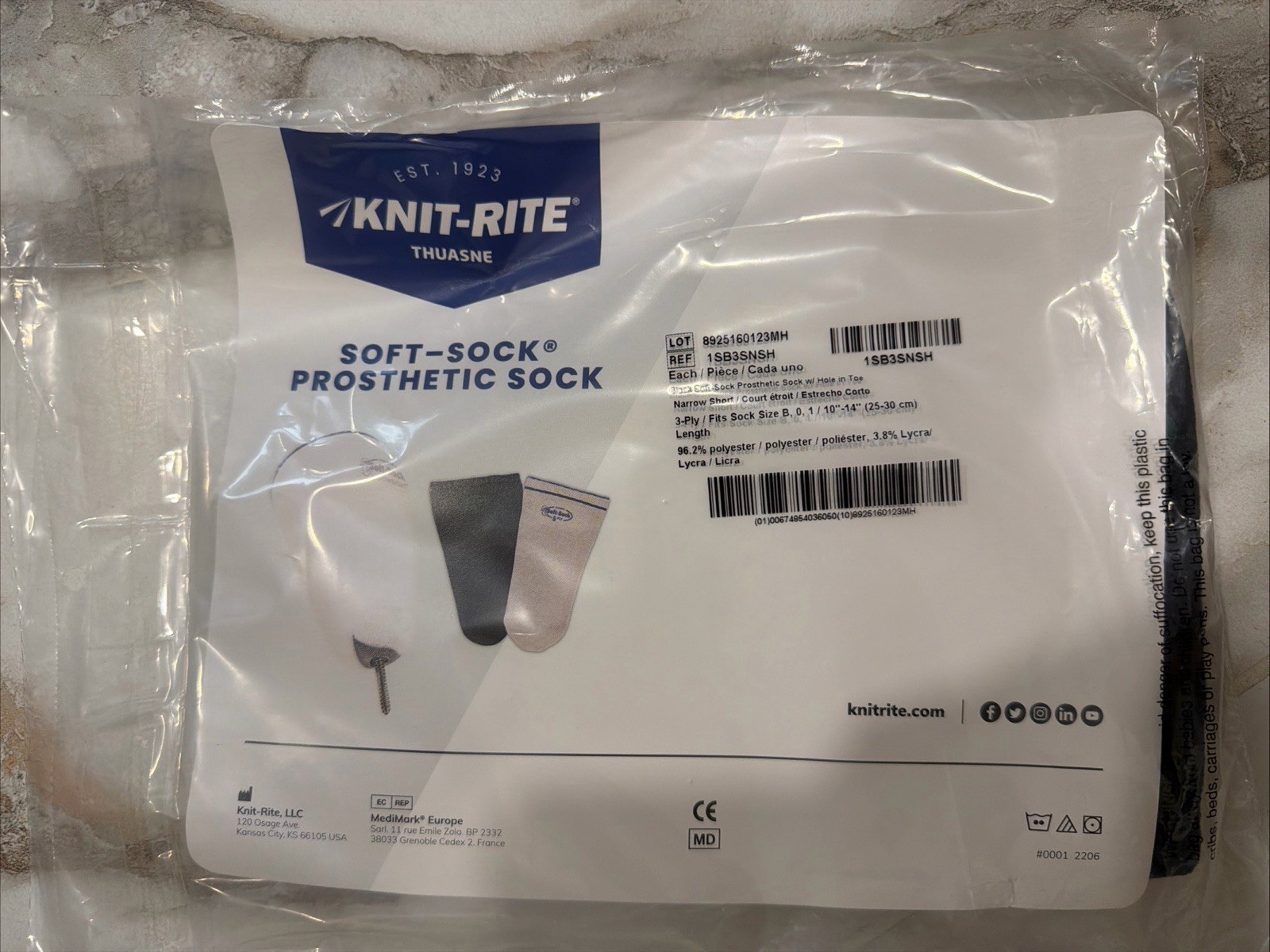 KNIT RIGHT 3 PLY PROSTHETIC SOCKS 2 PAIR 10in. – 14in.BRAND NEW