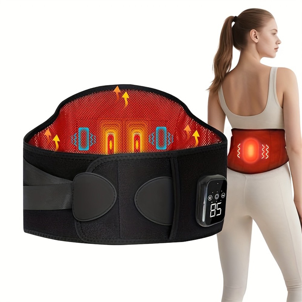 Cordless Heated Massage Vibration Lumbar Support Belt for Lower Back Pain Relief