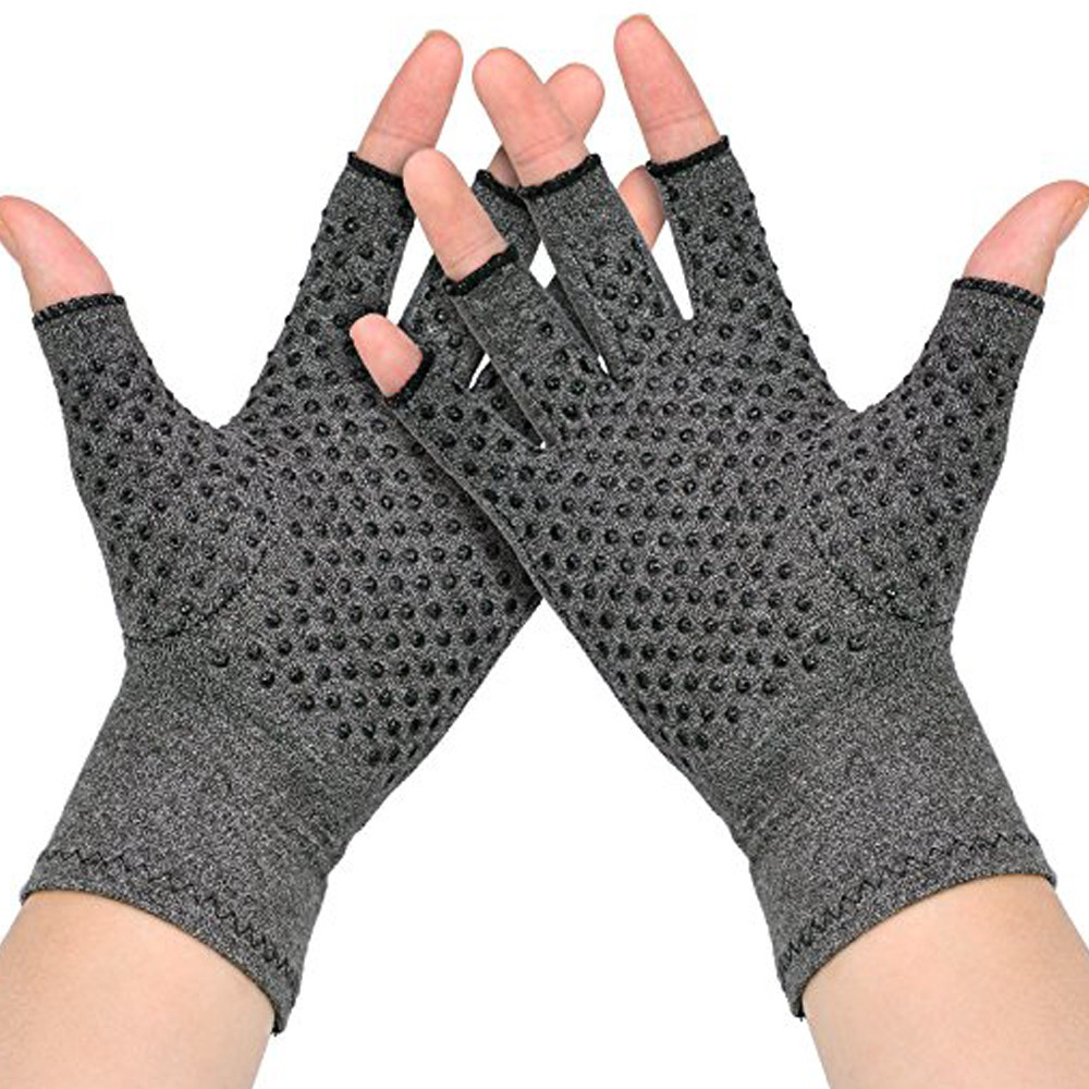 Pair Copper Anti Arthritis Gloves Hand Support Pain Relief Finger Compression P6