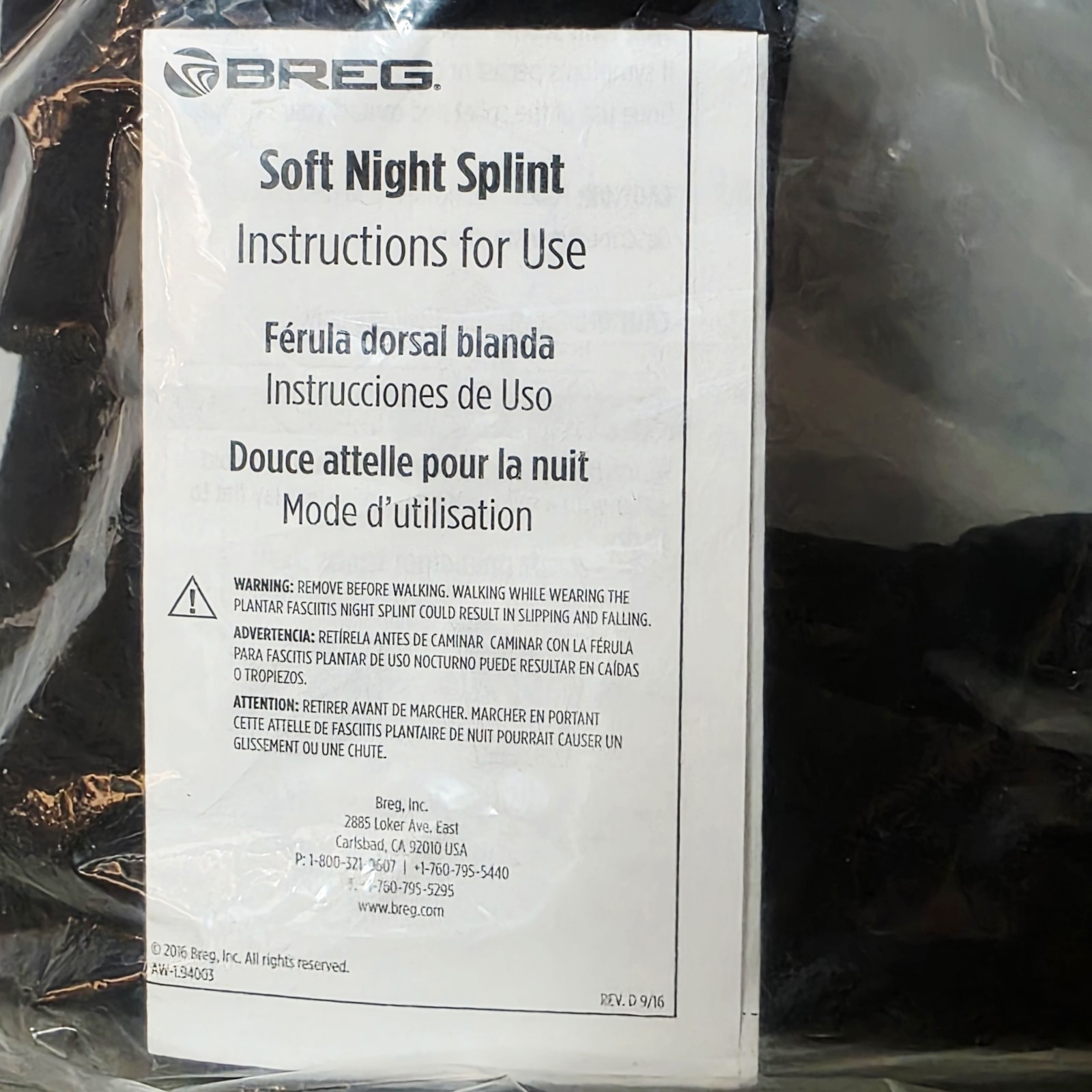 Breg 11304 PFS Soft Night Splint L Plantar Fasciitis Achilles Tendinitis NEW