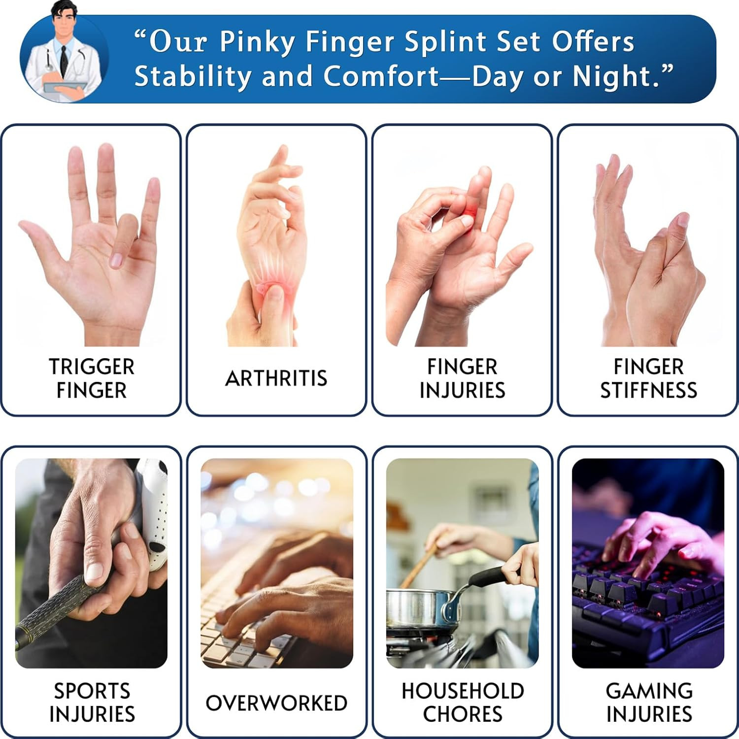 Pinky Finger Splint (2 Pack) Trigger Finger Brace for Kids, Small, Pinky Splint,